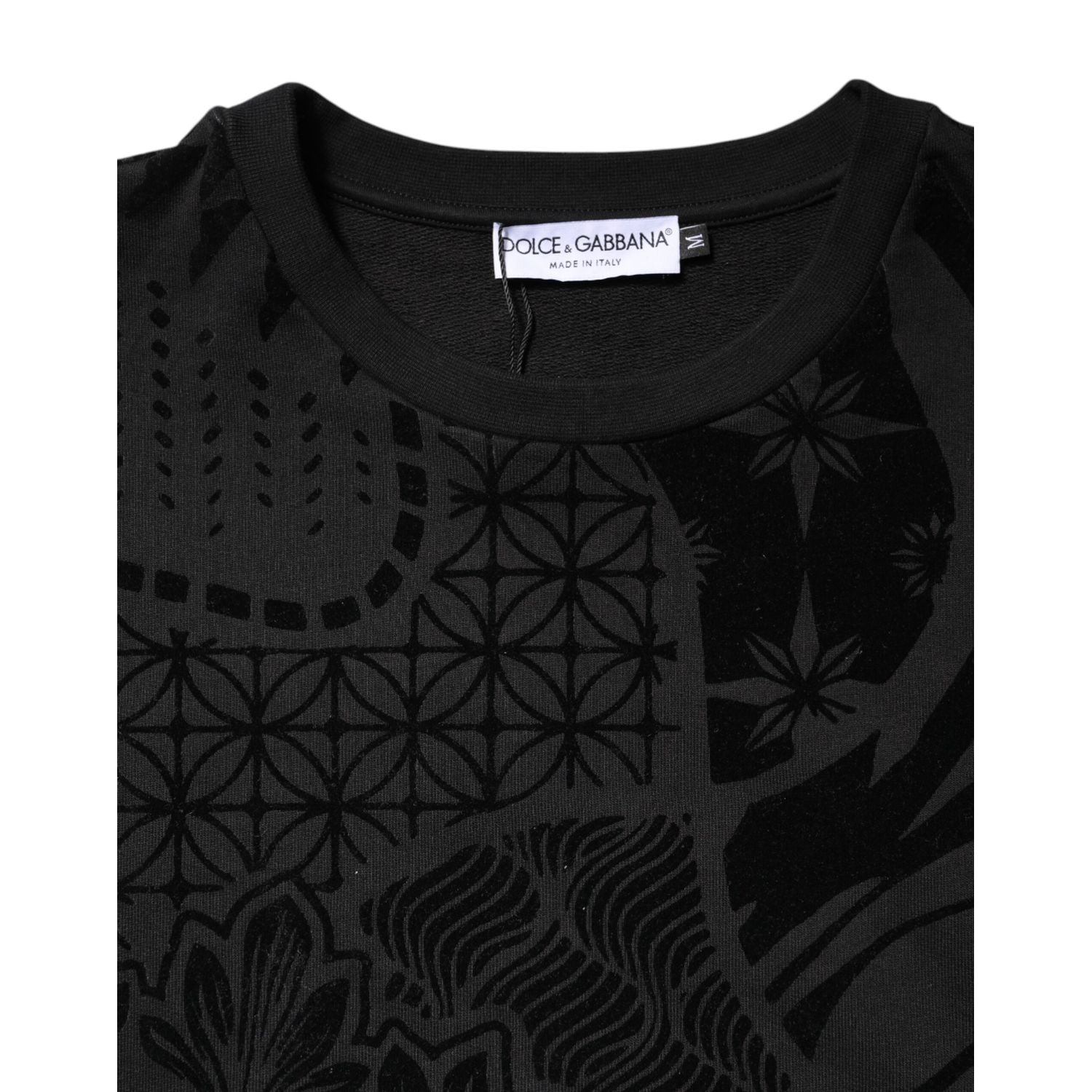 Dolce & Gabbana Black Printed Crew Neck Sweatshirt Sweater