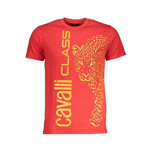 Cavalli Class Red Cotton T-Shirt CA-28589-L