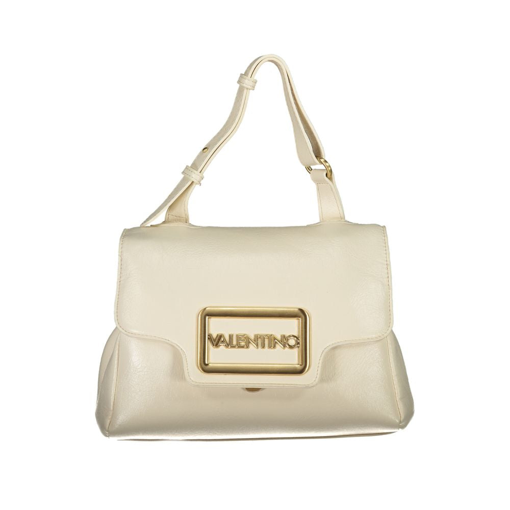 Mario Valentino Beige Polyethylene Women Handbag with adjustable handle and logo, chic design for stylish and versatile use.