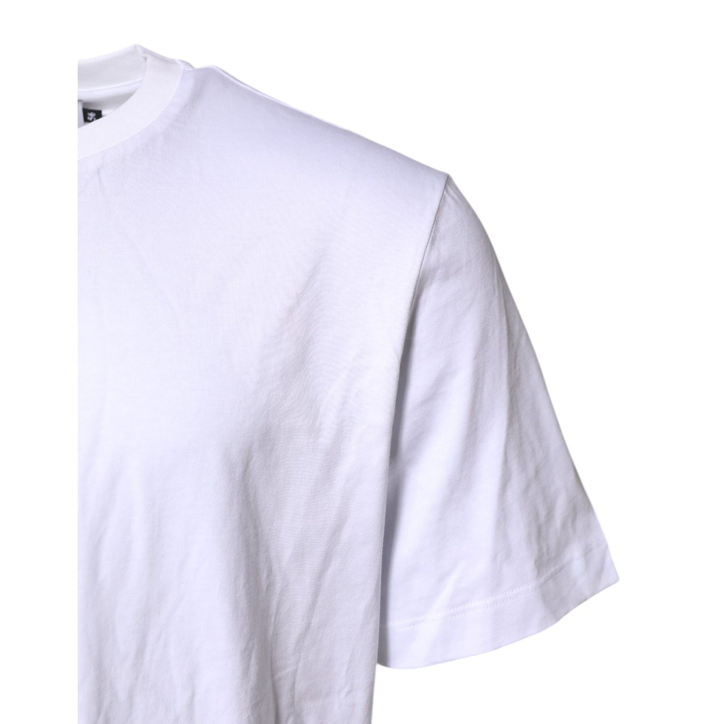 Dolce & Gabbana White Logo Embroidery Crew Neck T-shirt