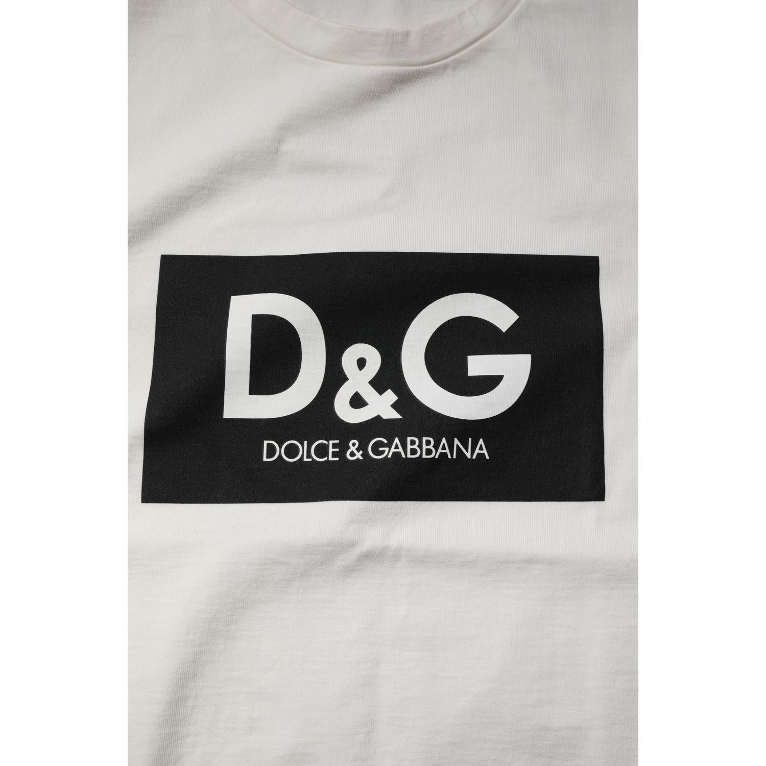 Dolce & Gabbana White Cotton DG Logo Print Round Neck T-shirt