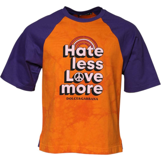 Dolce & Gabbana Orange Purple Printed Round Neck T-shirt TSH90625-44