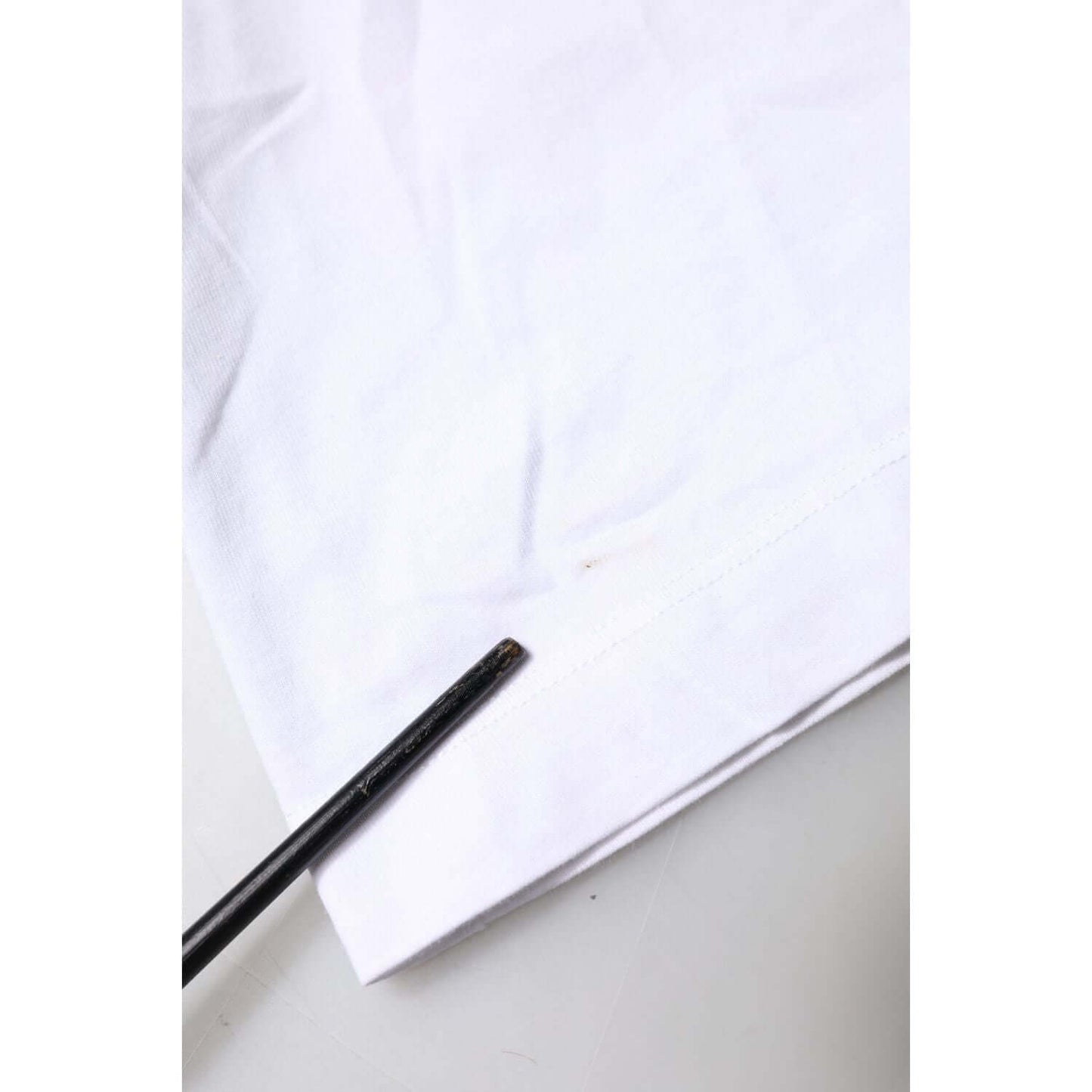 Dolce & Gabbana White Cotton Logo Patch Crew Neck T-shirt