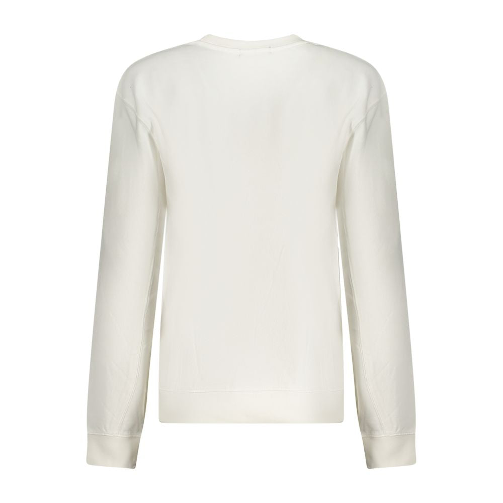 Back view of North Sails White Cotton Women Sweater showcasing long sleeves and crew neck design.