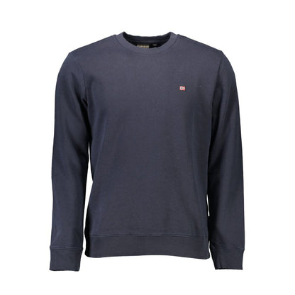 Napapijri Blue Cotton Men Sweater, long-sleeve sweatshirt with iconic embroidery, crafted from 70% organic cotton, fashion-forward style
