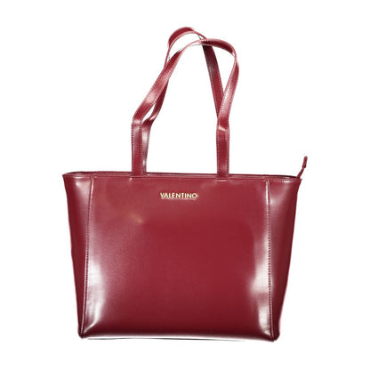 Mario Valentino Red Polyethylene Women Handbag with logo, stylish 2-handle design, zip closure, internal phone pocket, sustainable luxury bag