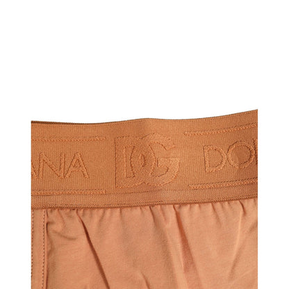 Dolce & Gabbana Brown Cotton Stretch Regular Boxer Underwear
