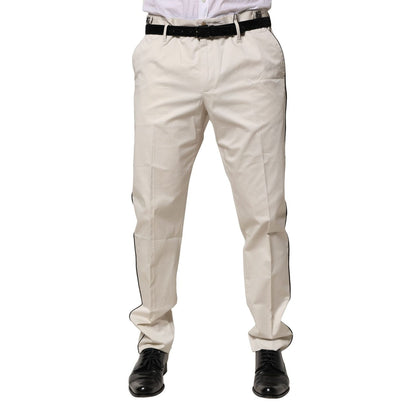 Dolce & Gabbana White Cotton Dress Slim Formal Pants