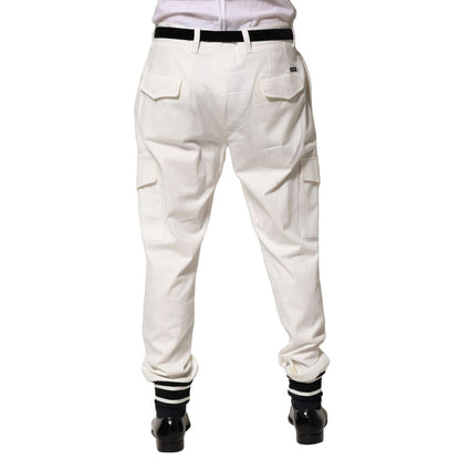 Dolce & Gabbana White Cotton Cargo Jogger Men Pants