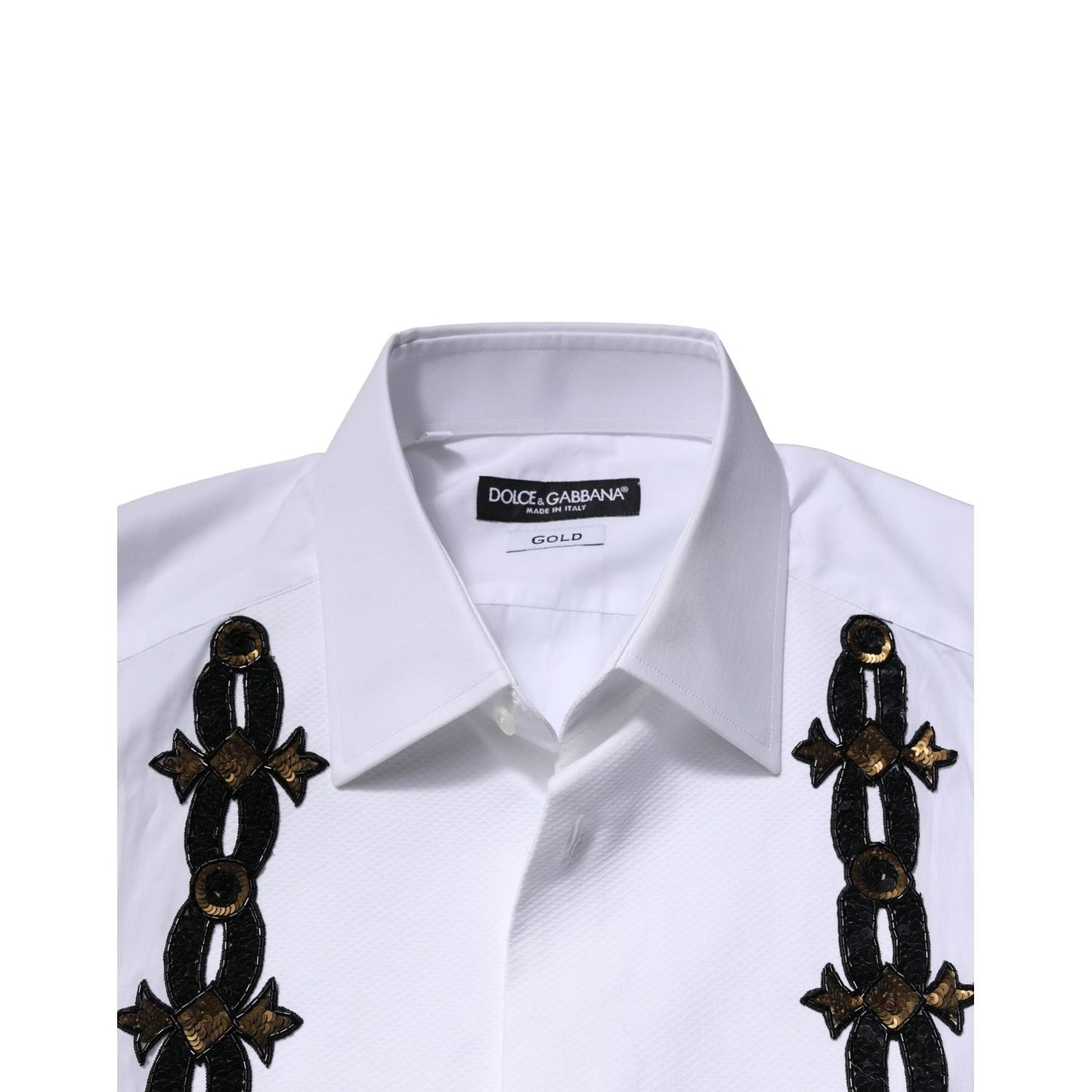 Dolce & Gabbana White GOLD Embellished Formal Men Dress Shirt