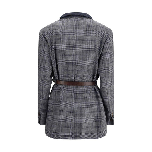 Brunello Cucinelli Brunello Cucinelli Prince of Wales pattern Blazer BR-MG5227391PC4227-IT40 | M 1728,72470364320,Brunello Cucinelli,Clothing,Gray,IT40 | M,IT42 | L,IT44 | L,New with tags,Suits & Blazers - Women - Clothing,Women,Women - Clothing