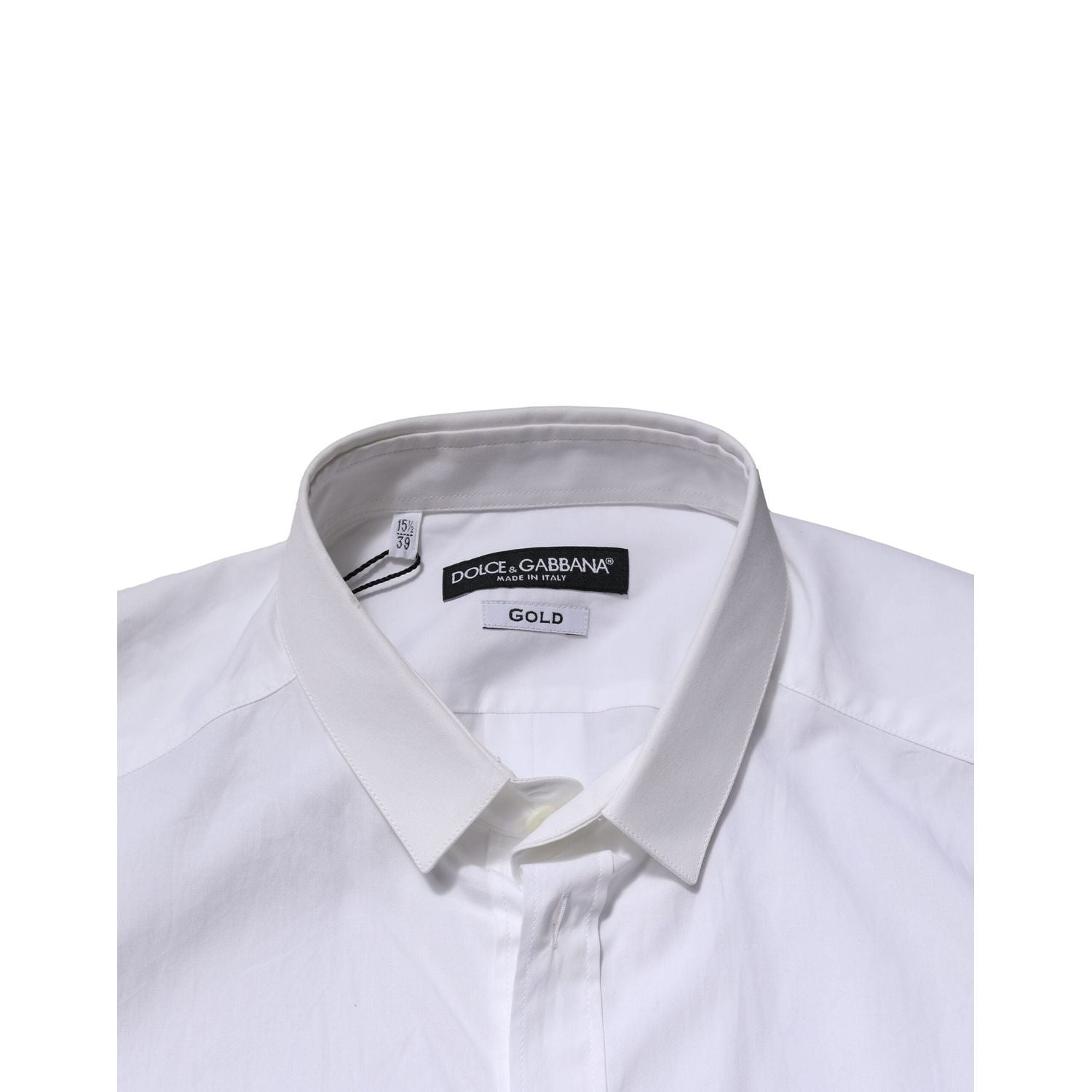 Dolce & Gabbana White Cotton GOLD Long Sleeves Formal Shirt