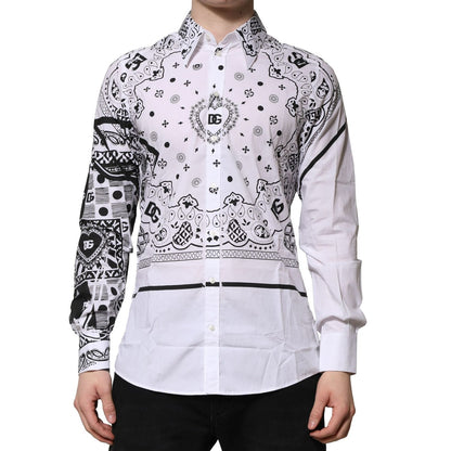 Dolce & Gabbana White MARTINI Bandana Print Formal Shirt