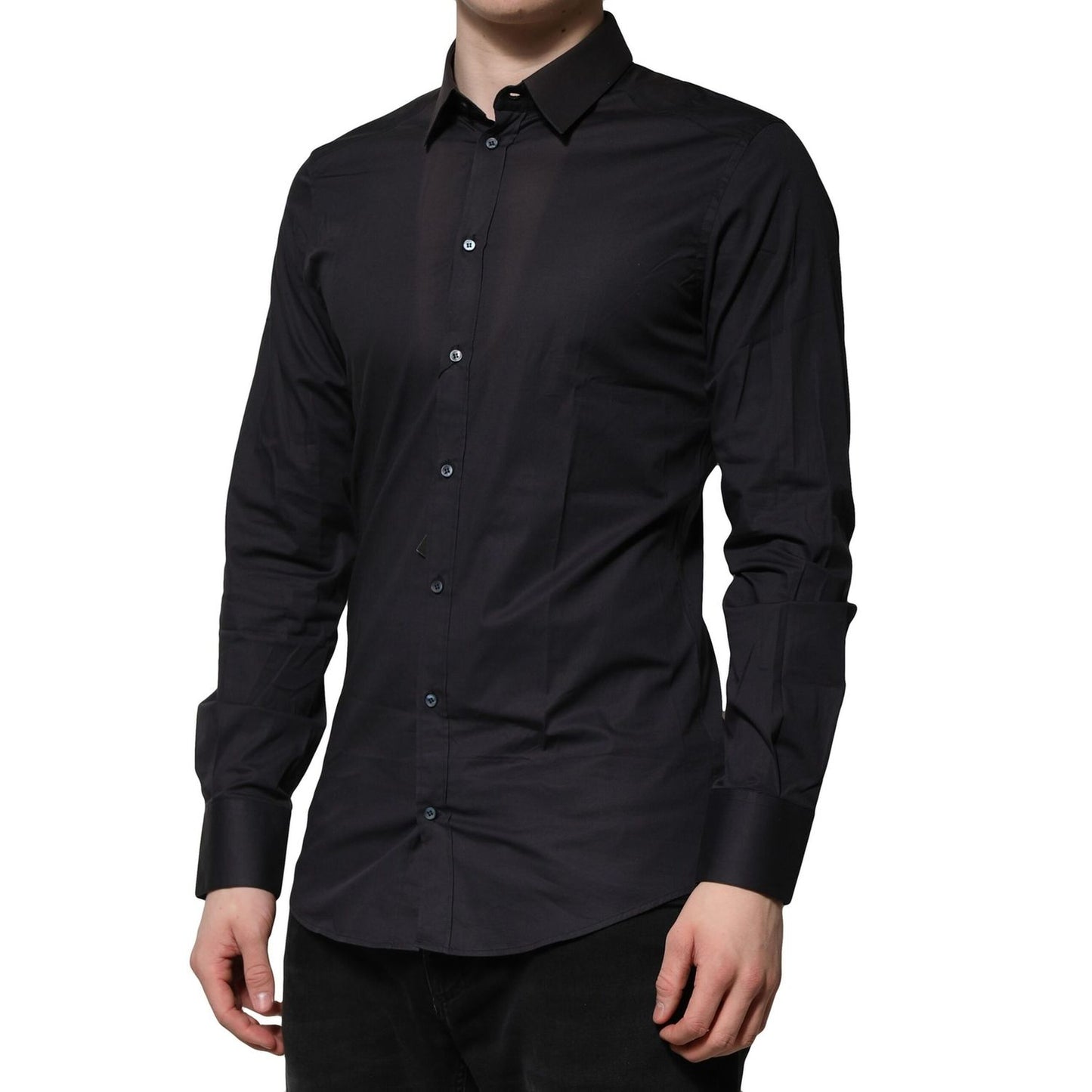 Dolce & Gabbana Blue Cotton GOLD Long Sleeves Formal Shirt