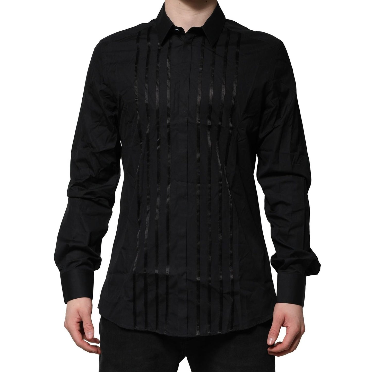 Dolce & Gabbana Black Cotton GOLD Mens Dress Formal Shirt