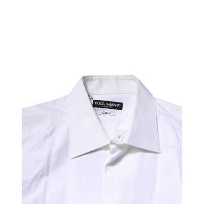 Dolce & Gabbana White Bib Cotton Poplin GOLD Men Formal Shirt