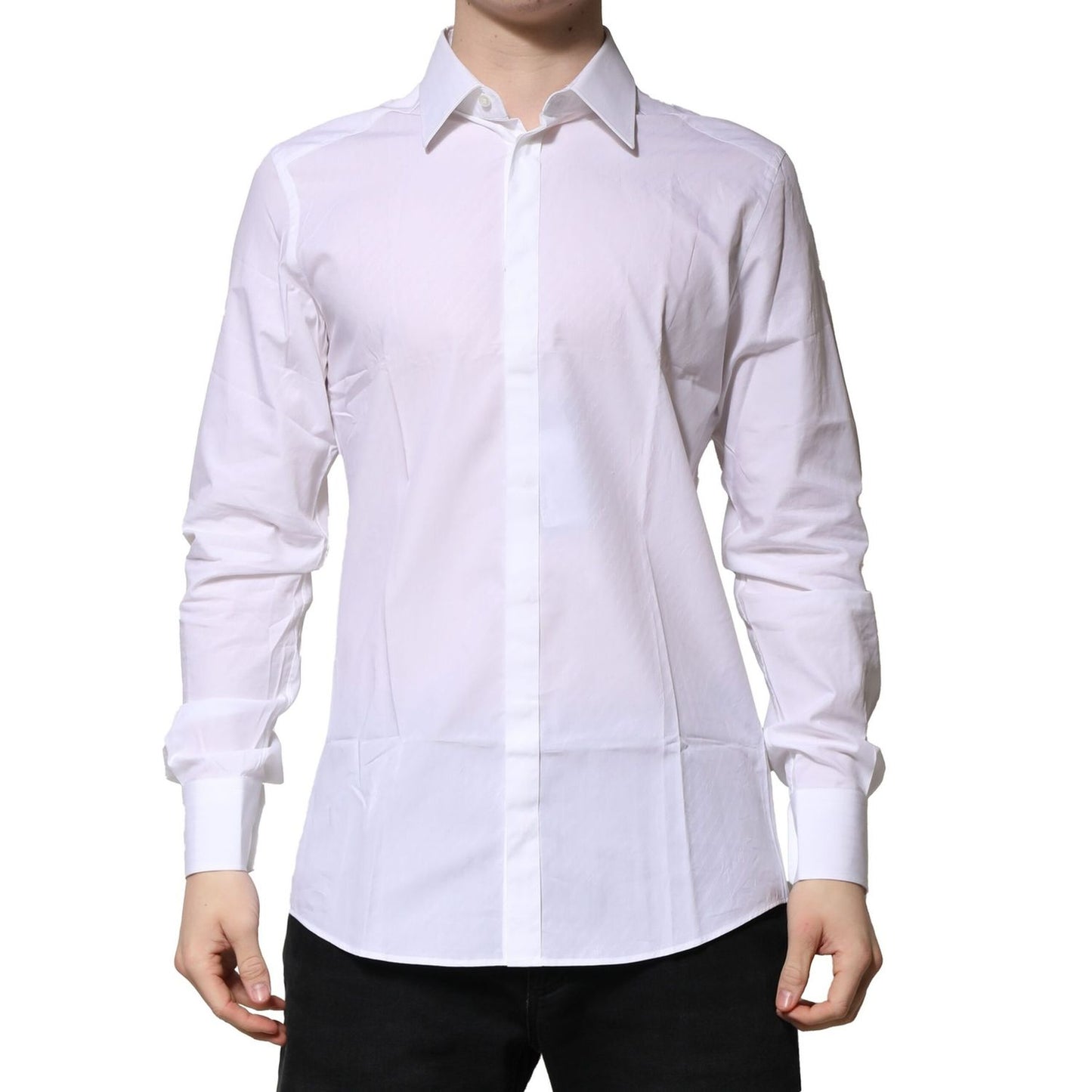 Dolce & Gabbana White GOLD Long Sleeves Men Dress Formal Shirt