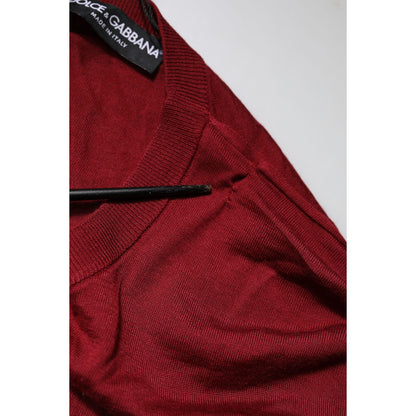 Dolce & Gabbana Maroon Cashmere Crew Neck Sweatshirt Sweater