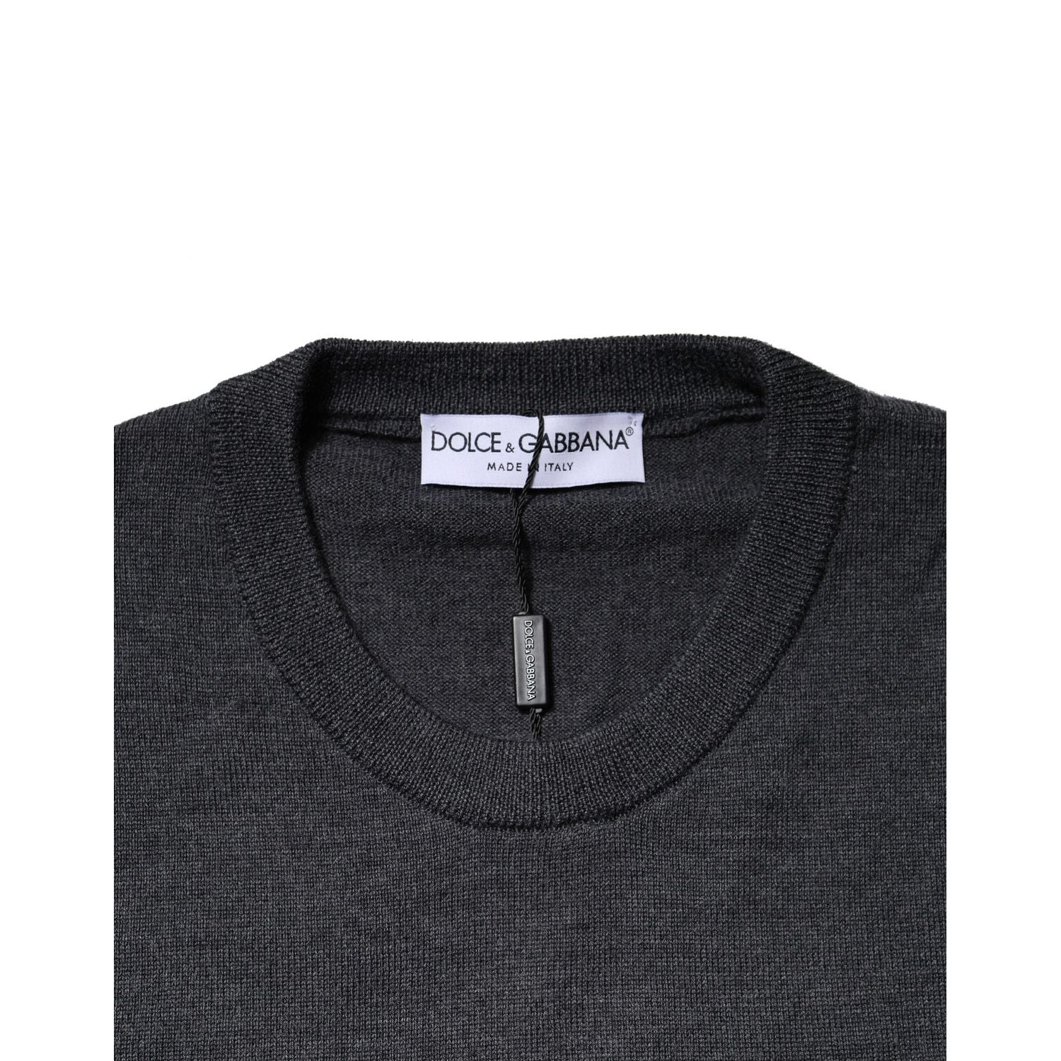 Dolce & Gabbana Dark Gray Wool Crew Neck Sweatshirt Sweater