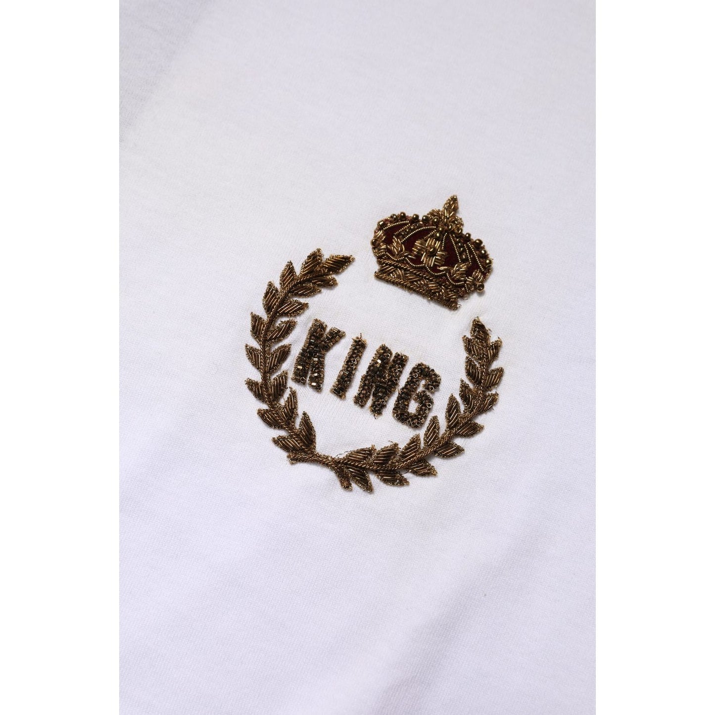 Dolce & Gabbana White King Crown Cotton Crew Neck T-shirt