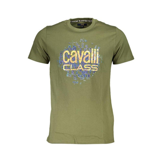 Cavalli Class Green Cotton T-Shirt CA-22317-XL