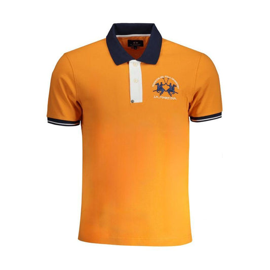 La Martina Orange Cotton Polo Shirt LA-30440-S