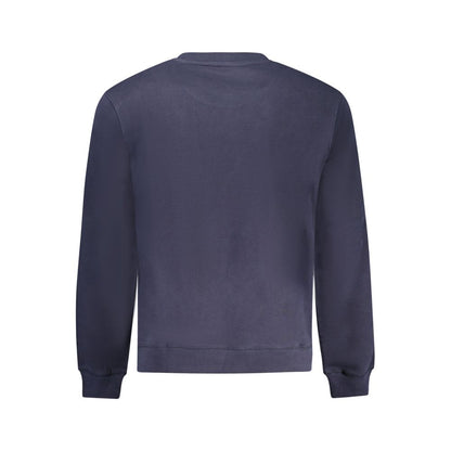 Back view of Napapijri Blue Cotton Men Sweater showcasing classic design for effortless style and comfort.