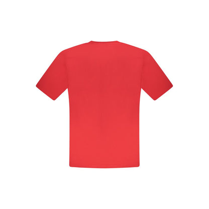 Back view of North Sails Red Cotton Men T-Shirt, showcasing its vibrant color and crew neck design.