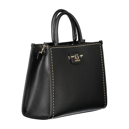 Guess Jeans Black Polyethylene Women Handbag with robust handles and removable strap