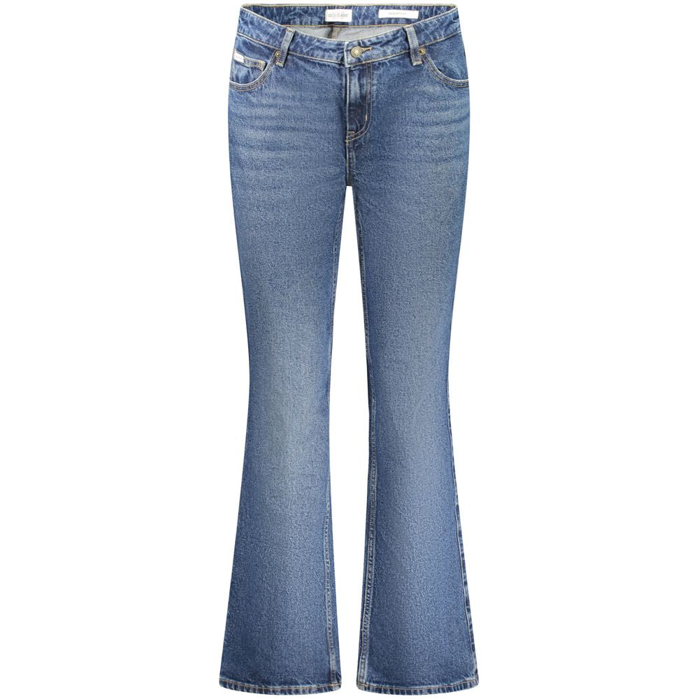 Guess Jeans Blue Cotton Jeans Denim bootcut style with 5 pockets, washed effect, button and zip, logo detail.