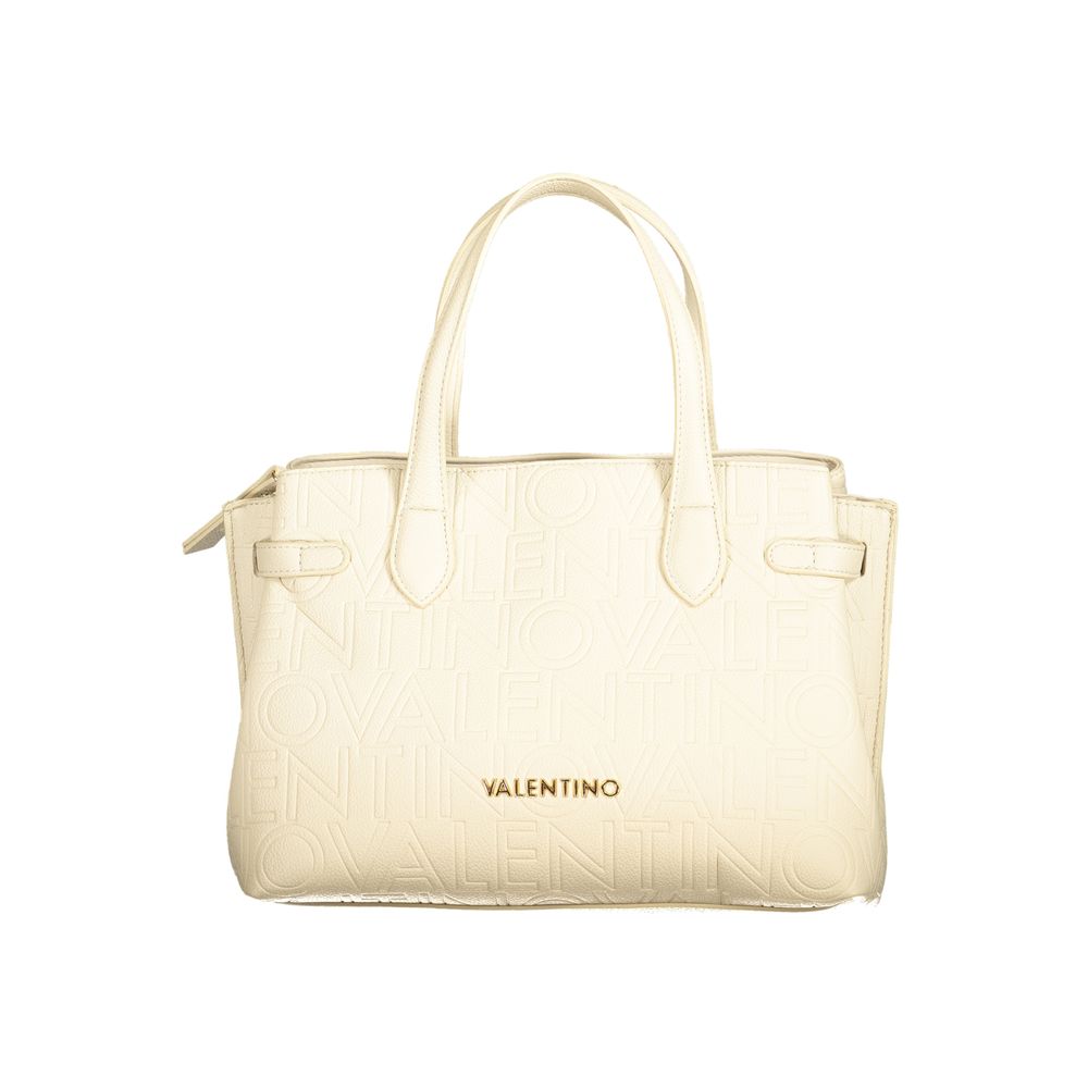 Mario Valentino Beige Polyethylene Women Handbag with handles and shoulder straps, featuring spacious interior and elegant design.