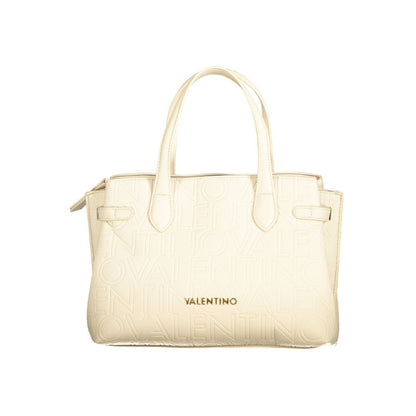 Mario Valentino Beige Polyethylene Women Handbag with handles and shoulder straps, featuring spacious interior and elegant design.