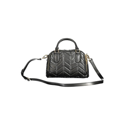 Mario Valentino Black Polyethylene Women Handbag with dual handles and detachable strap.