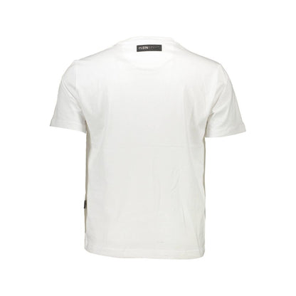 Back view of Plein Sport White Cotton Men T-Shirt showcasing crew neck and premium cotton fabric.