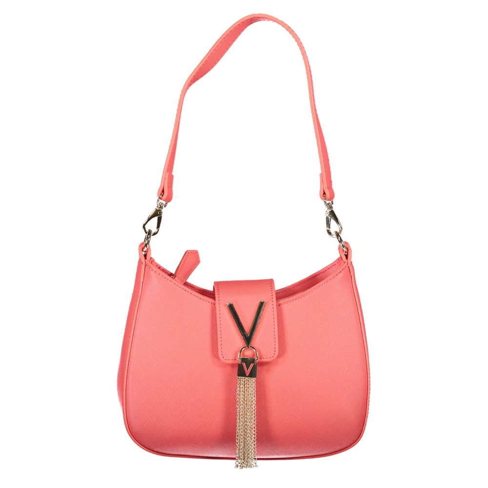 Mario Valentino Pink Polyethylene Handbag with contrasting details, removable straps, internal pockets, and logo zip closure.
