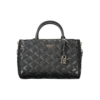 Guess Jeans Black Polyethylene Women Handbag with quilted design and lock detail