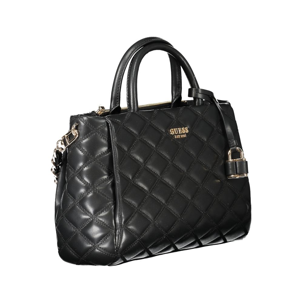 Guess Jeans Black Polyethylene Women Handbag with quilted design and chain strap
