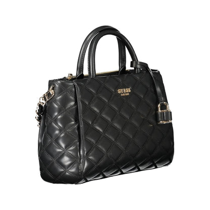 Guess Jeans Black Polyethylene Women Handbag with quilted design and chain strap