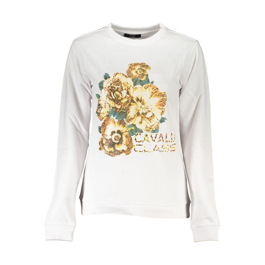 Cavalli Class White Cotton Sweater CA-26712-XS