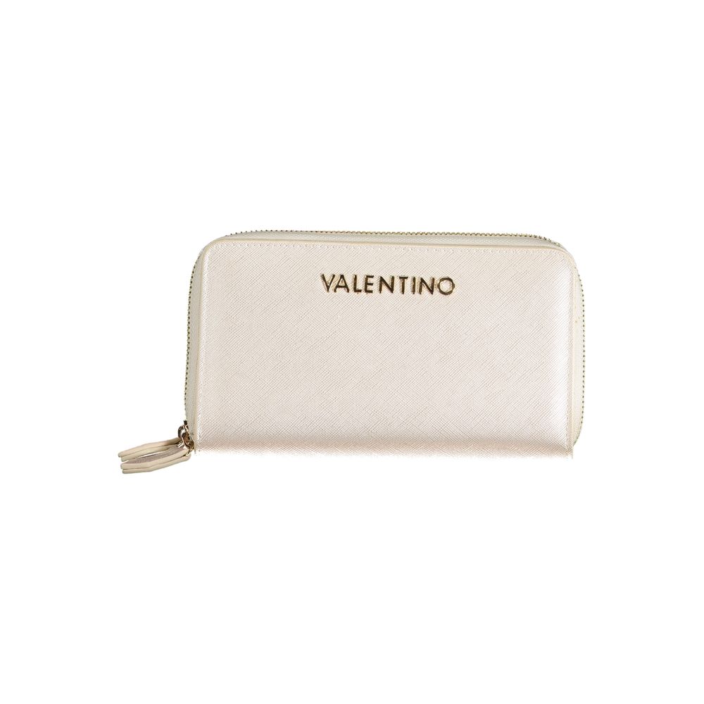 Mario Valentino Brown Polyethylene Women Wallet with zip closure and Valentino logo.
