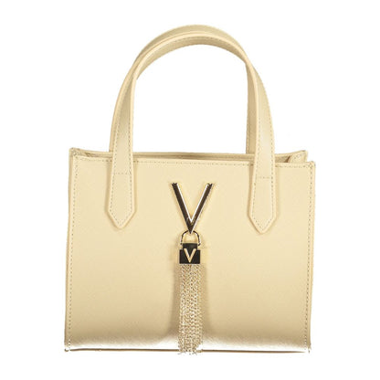 Mario Valentino Beige Polyethylene Women Handbag with iconic V logo and tassel detail