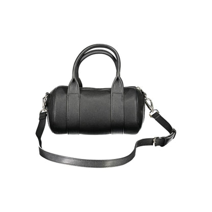 Mario Valentino Black Polyethylene Handbag with handles, adjustable straps, internal pockets, and zip closure.