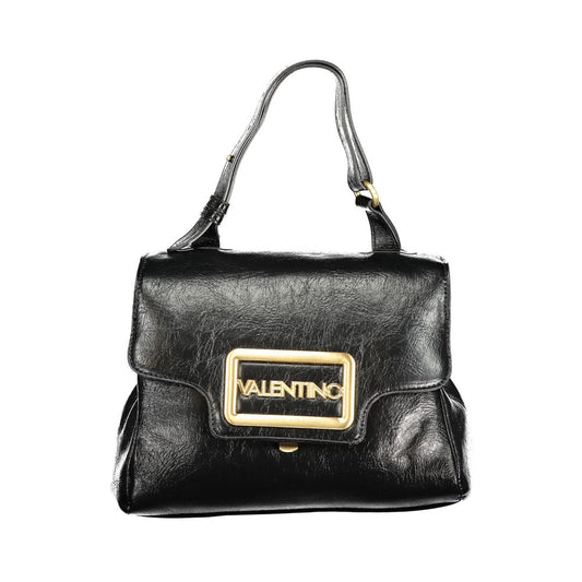 Mario Valentino Black Polyethylene Women Handbag, featuring adjustable handle, detachable strap, and dual compartments for style and function.
