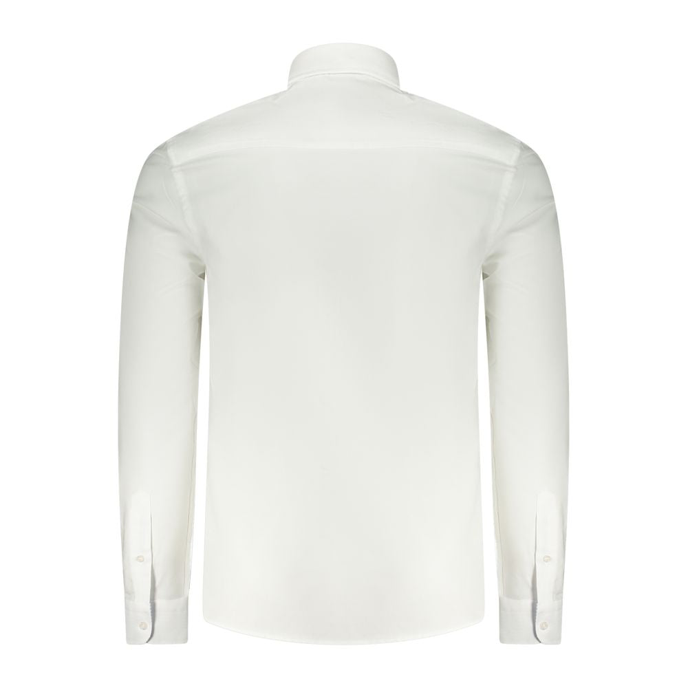 Back view of North Sails White Cotton Men Shirt with long sleeves and tailored fit