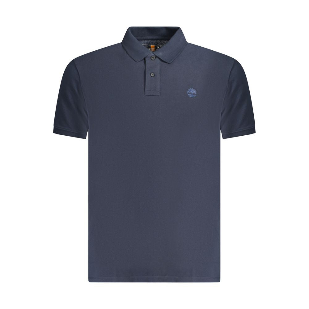 Timberland Blue Cotton Polo Shirt, short sleeve with regular fit, featuring 2 buttons and logo embroidery.