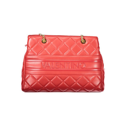 Mario Valentino Red Polyethylene Women Handbag with chain strap, luxury quilted design, and spacious compartments.