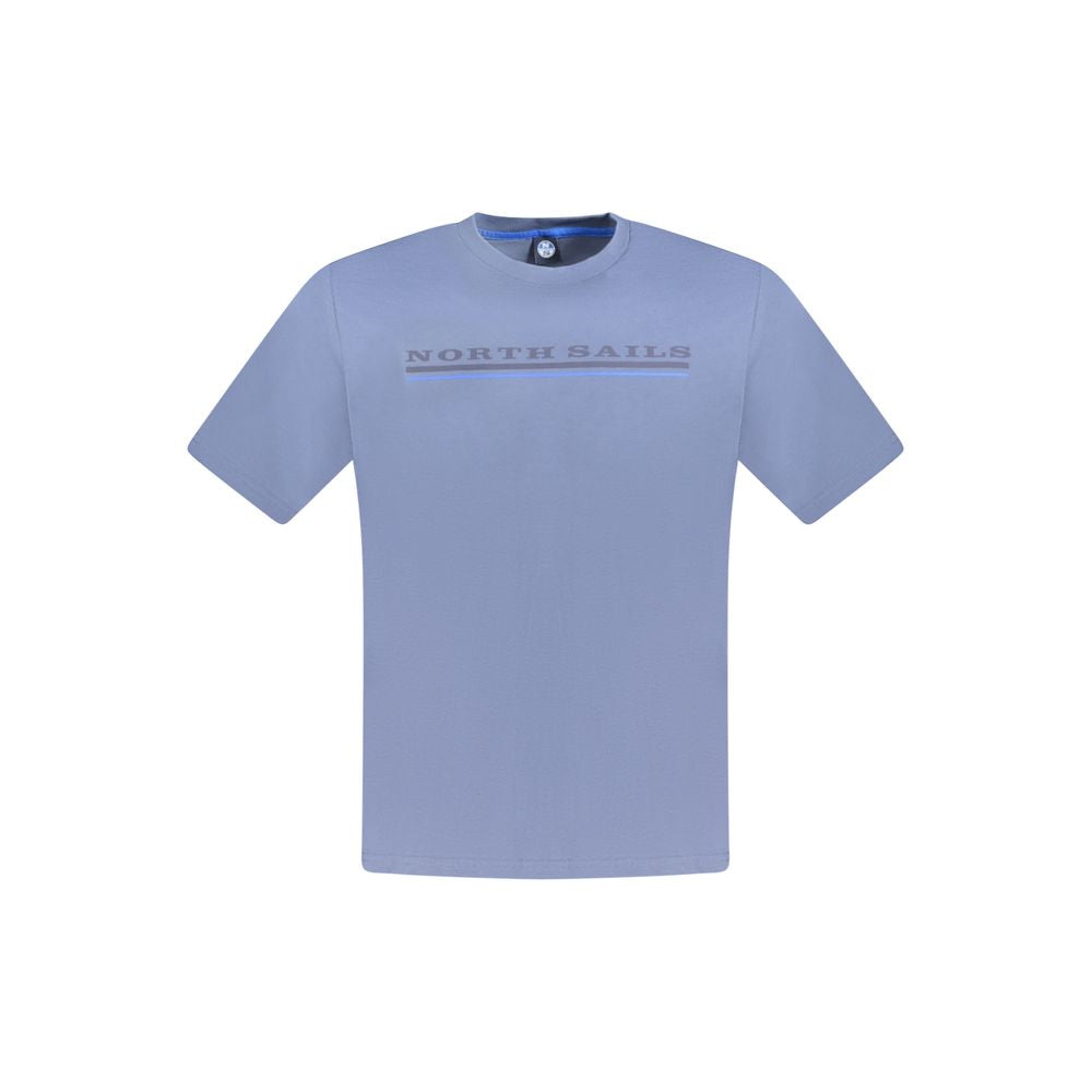 North Sails Blue Cotton Men T-Shirt with logo print, crew neck, premium cotton, crafted in Egypt.