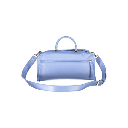 Mario Valentino Light Blue Polyethylene Women Handbag with dual handles and shoulder strap