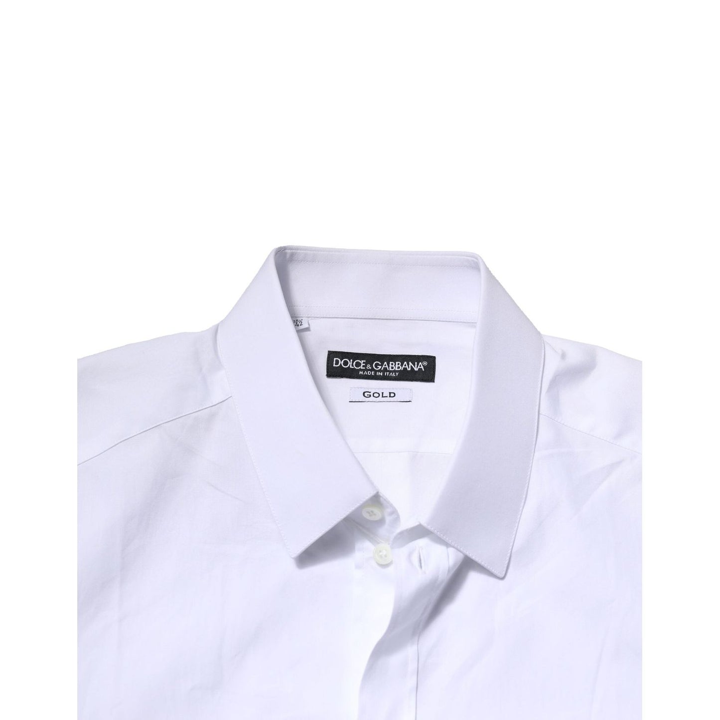 Dolce & Gabbana White Cotton GOLD Long Sleeves Formal Shirt