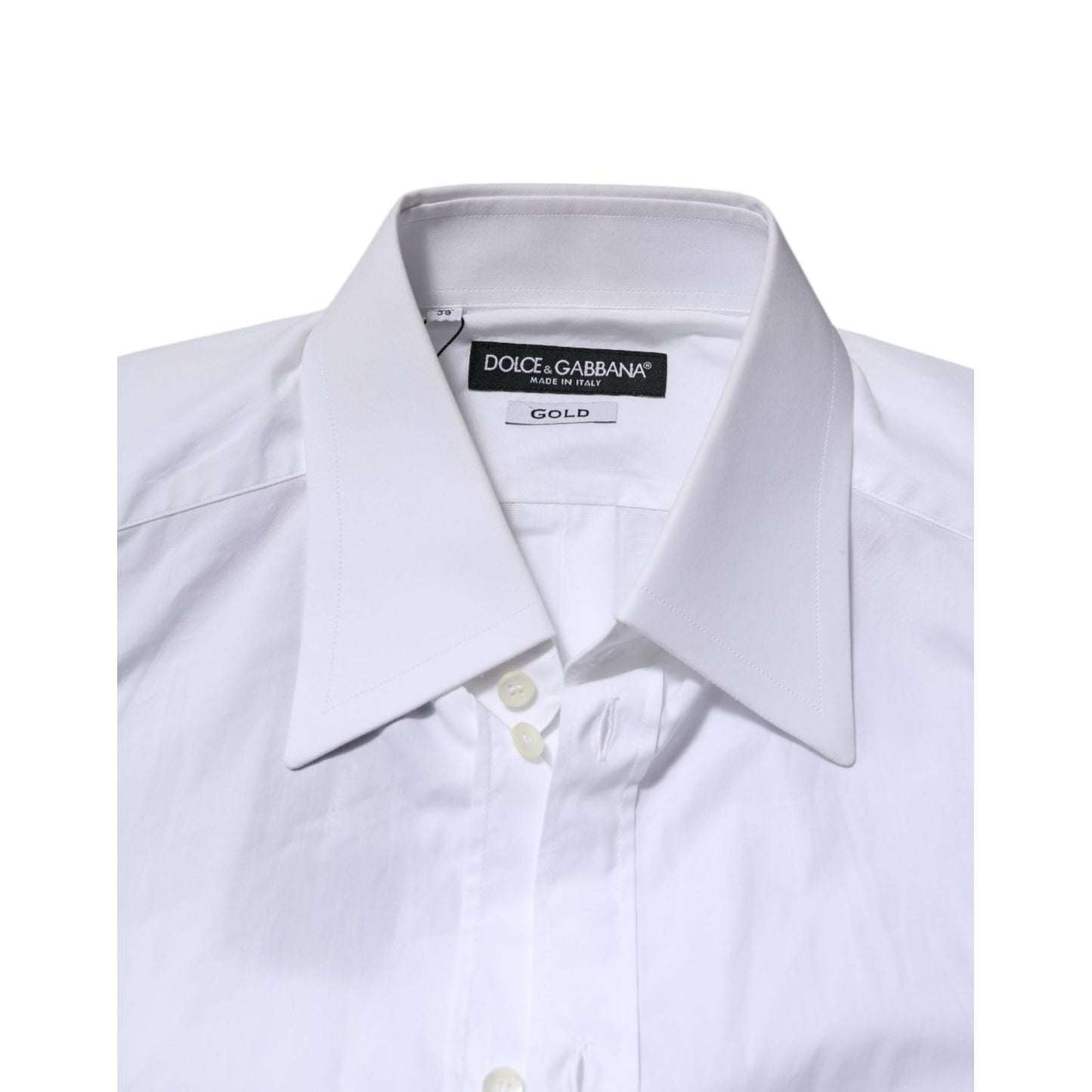 Dolce & Gabbana White Cotton GOLD Long Sleeves Formal Shirt TSH906838-39